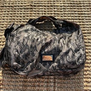 Valentino black lace nude hobo